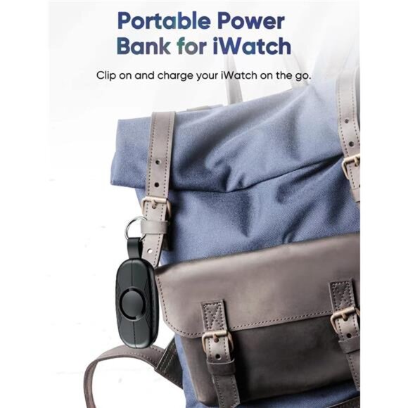 Portable Charger for Apple Watch, 1200mAh Magnetic Keychain Wireless Power Bank - Picture 7 of 8